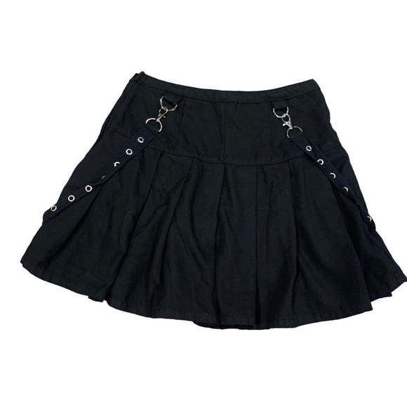Hot Topic pleated suspender skirt black grommet size small - Picture 7 of 8